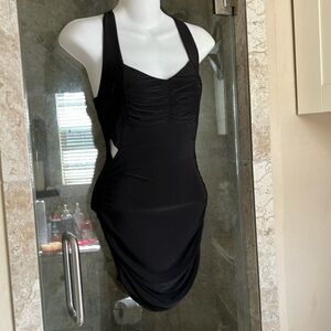 Evening Attire Black Spandex Dress with Waist Cutouts NEW Size Small